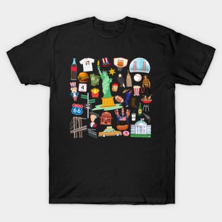 USA Travel Icons T-Shirt